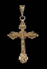 14k Yellow Gold Cross Pendant Estate Sale Jewelry 3.6 Grams Jesus God Religion