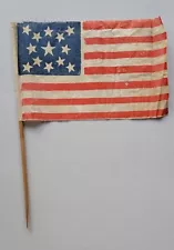 Antique 13 Star U.S. American Parade Flag 5.75" X 9"