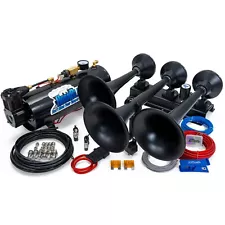 HornBlasters Flatlaw 3-Liter Train Horn Set for Semi or Large Truck - Black