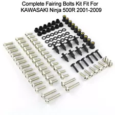 Fit For 2001-2009 Kawasaki Ninja 500R Steel Fairing Bolts Body Screws Kit Silver (For: Kawasaki Ninja 500R)