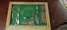 uncle henry schrade display case plus knives vintage antique