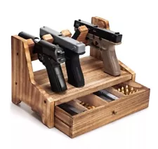 DGWJSU Pistol Rack Gun Safe Real Wood Handgun Rack Holder for Gun Cabinet Acc...