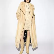 Vintage Y2K Newport News Mob Wife Vegan Faux Mink Fur Blonde Full Length Coat S