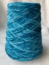 Astro Dye Works Yarn Cone 1000 YPP 100% Cotton Chenille Color Peacock (Blue Mix)