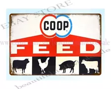 old reproductions for sale Coop Feed farm barn livestock metal tin sign