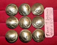 9 Real USA Buffalo Indian Head Nickel Domed Shank Coin Buttons 3/4" FREE SHIP!!