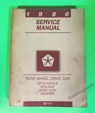 1986 Chrysler RWD Car Gran Fury Fifth Avenue Newport Service Repair Manual Book