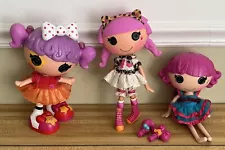 3 LaLaLoopsy Dolls Lot - Kat Jungle Roar Dance With Me Silly Hair Star Harmony B