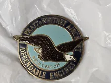 Vintage Pratt & Whitney Aircraft Dependable Engines Tag Name Badge