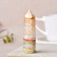 1Pcs Natural White Afghan Jade Crystal Point Healing Quartz Stone Tower 60-70mm