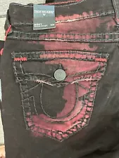 NWT True Religion Men’s Jeans Ricky Red and Black Dye Size 34/34 $369