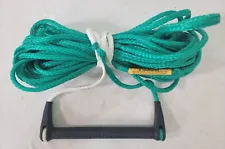 Straight Line Black Handle Water Ski Wake Board Rope Synthetic Green Line 70'