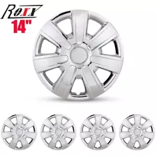 14" Set of 4 Silver Wheel Covers Snap On Full Hub Caps fit R14 Tire & Steel Rim