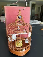 Chinese Oriental Round Shape Bamboo Wood Birdcage Cage
