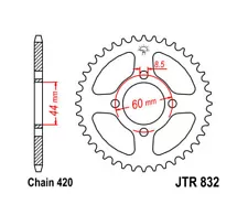 JT Steel Rear Sprocket 420 44T fits Yamaha YSR50 1987-1992