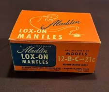 Vintage New Old Stock Aladdin Oil Lamp Lox-On Box of 12 Mantles 12-B-C & 21C USA