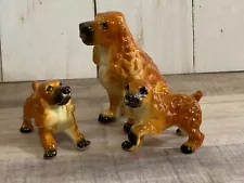 Adorable Miniature Spaniel Figurines, set of 3, Adult + Two Pups