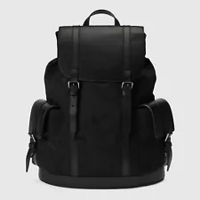 NEW GUCCI 678829 UNISEX ALL BLACK SIGNATURE JUMBO GG CANVAS AND LEATHER BACKPACK