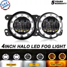 USED 4inch LED Fog Lights DRL Halo Angel Eyes Driving Lamp for Jeep Wrangler JK