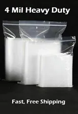 Clear Zip Seal Plastic Bags Heavy Duty 4Mil Reclosable Top Lock Zipper Baggies