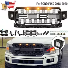 Front Grille For 2018 2019 2020 Ford F150 Bumper Grill Raptor Style Mesh W/LED