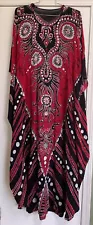 Womens Ethnic One Free Size BATIK RED BLACK WHITE Cotton LONG MAXI Caftan Kaftan