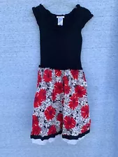 SALE @ Vintage Hibiscus Luau Hawaii BONNIE JEAN Girls Floral Dress Sz 14 ❤️tb9j3