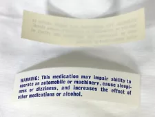 Old Antique Vintage Label WARNING MEDICATION MAY IMPAIR Medicine Bottle Drug