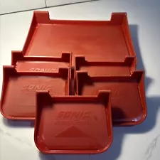 Vintage Sonic Car Hop Drive-In Red Plastic Window Tray Plus 5 Minis READ