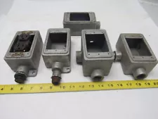 O-Z GEDNEY Lot Of 5 Cast Malleable Iron Single Gang Boxes Per Description & Pics