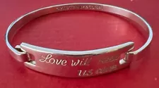 Tiffany & Co. 925 ID Bangle Bracelet - "LOVE WILL KEEP US ALIVE" by the Eagles