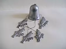 ESTATE SALE FIND !!! STATESMETAL PEWTER ( ? ) BELL w/CARDINALS WIND CHIMES