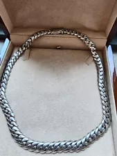 RARE VERY HEAVY SOLID PLATINUM CUBAN LINK NECKLACE 23" 319.6.2GR