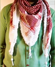 Arab Shmagh scarf Royal Jordanian Kuffeyeh Red Colour كوفية شماغ اردني مهدب