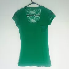 Womans Fancy T Shirt Green See-through Lace back (See pics for size) No tag