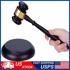 Wooden Gavel Hammer and Sound Block Set Mallet for Lawyer Judge Auction Sale