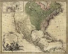 1750s Early North America New World Exploration Map - 16x20