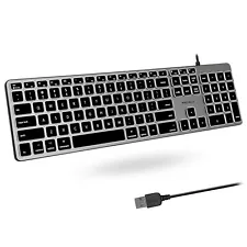 Backlit Mac Keyboard Wired 107 Keys 3 Brightness Levels Space Gray