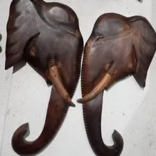 WOODEN lanka ELEPHANT’SWood Carved Hanging Wall HomeDecorCollectiblewoodecarvi