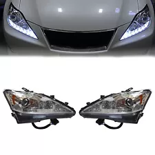 For 2006-2013 Lexus IS250 IS350 LED DRL Projector Headlights Chrome Left+Right (For: Lexus IS350)