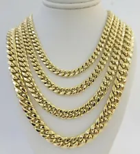 Real 14k Gold chain Necklace Miami Cuban Link 6mm-9mm 8"-30" 14KT Real Gold Sale