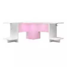 Mod, 66 in. W, Corner, White, MDF, Gam in.g Desk with LED Light Kit