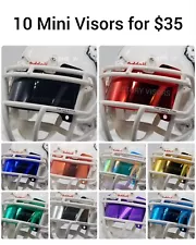 10-Pack Mini Football Helmet Visors. Affordable Bulk Variety Pack *(FLAT STYLE)*