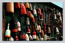 New ListingVintage Postcard Colorful Display of Lobster Buoys