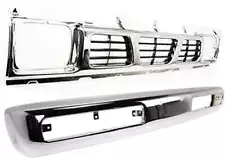 Front Bumper with Grille for 1996-1997 Nissan and Toyota Pickup Trucks, 2-Piece