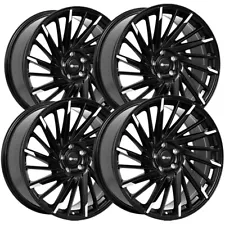 (Set of 4) Eclipse 105 20x8.5 5x112 +32mm Black/Milled Tips Wheels Rims 20" Inch