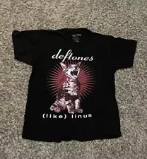 Deftones (Like) Linus Hot Topic Cat Shirt Womens XL Black and Red Emo Grunge