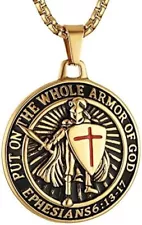 Knights Templar Armor of God Ephesians 6:13-17 Pendant Stainless Steel Necklace