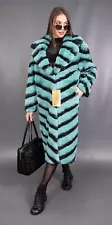 12616 NEW SUPERIOR REX CHINCHILLA FUR COAT JACKET LONG BEAUTIFUL LOOK SIZE 2XL