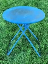 Vintage 16" Round Metal Folding Collapsible Patio Table ~ Ready to Paint